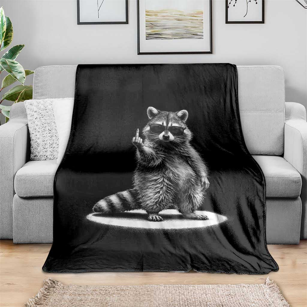 Raccoon Meme Throw Blanket Middle Finger Trash Panda Sarcastic Humor