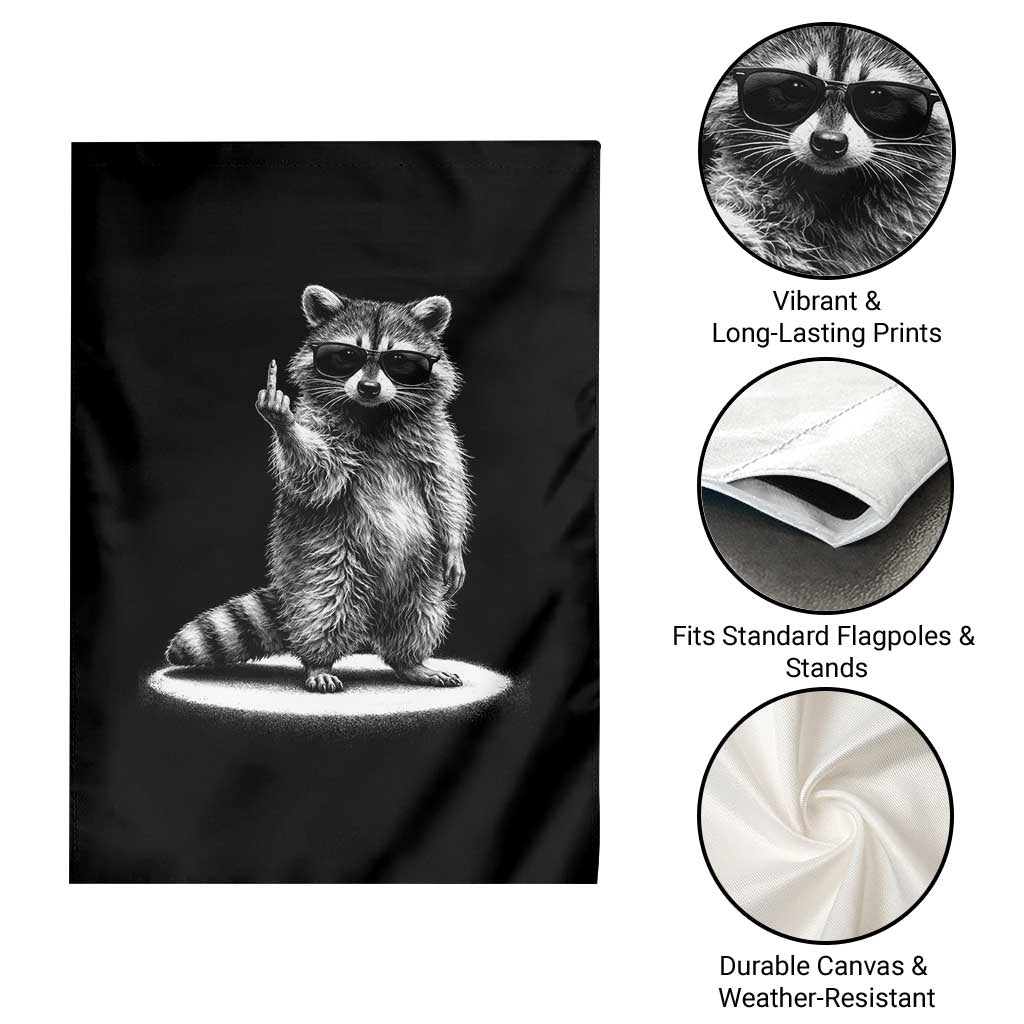 Raccoon Meme Garden Flag Middle Finger Trash Panda Sarcastic Humor