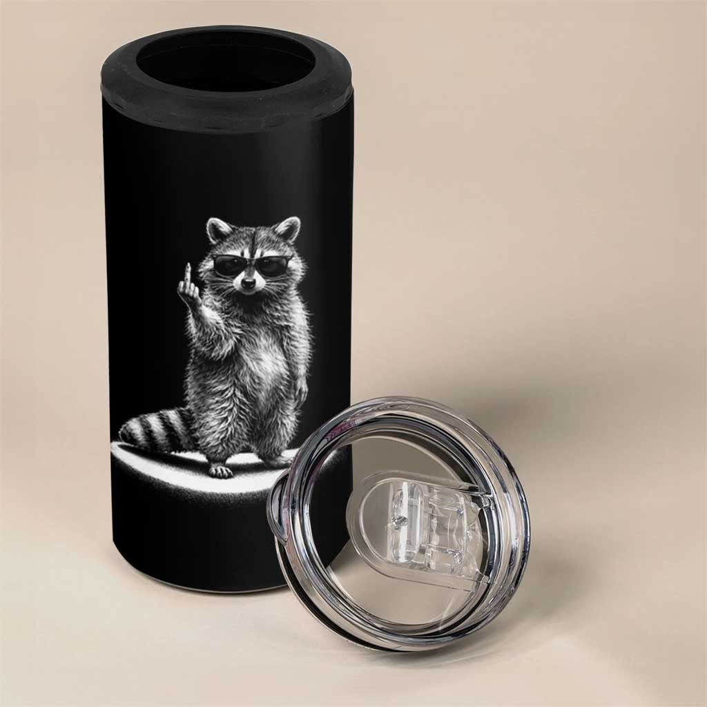 Raccoon Meme 4 in 1 Can Cooler Tumbler Middle Finger Trash Panda Sarcastic Humor