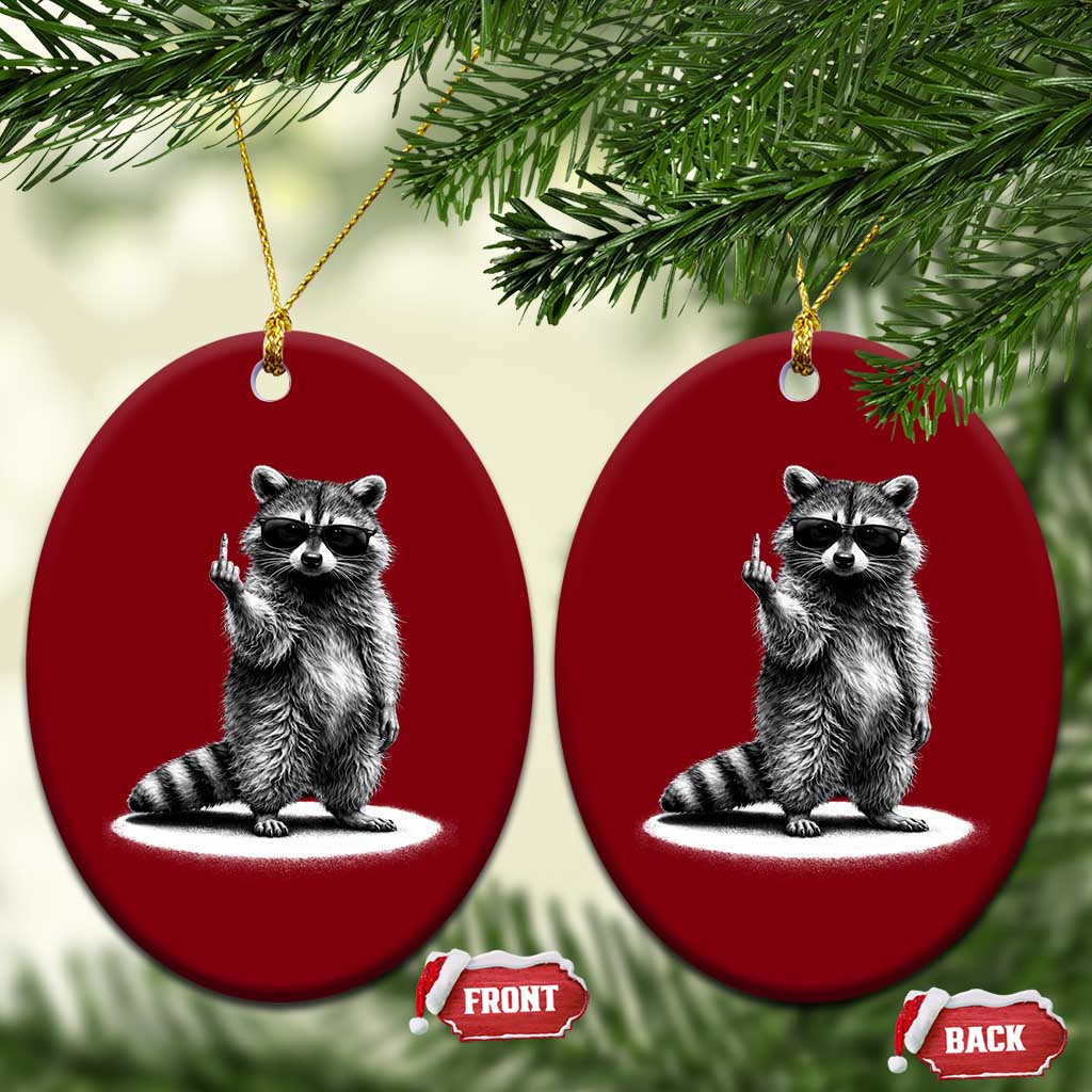 Raccoon Meme Ceramic Ornament Middle Finger Trash Panda Sarcastic Humor