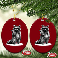 Raccoon Meme Ceramic Ornament Middle Finger Trash Panda Sarcastic Humor
