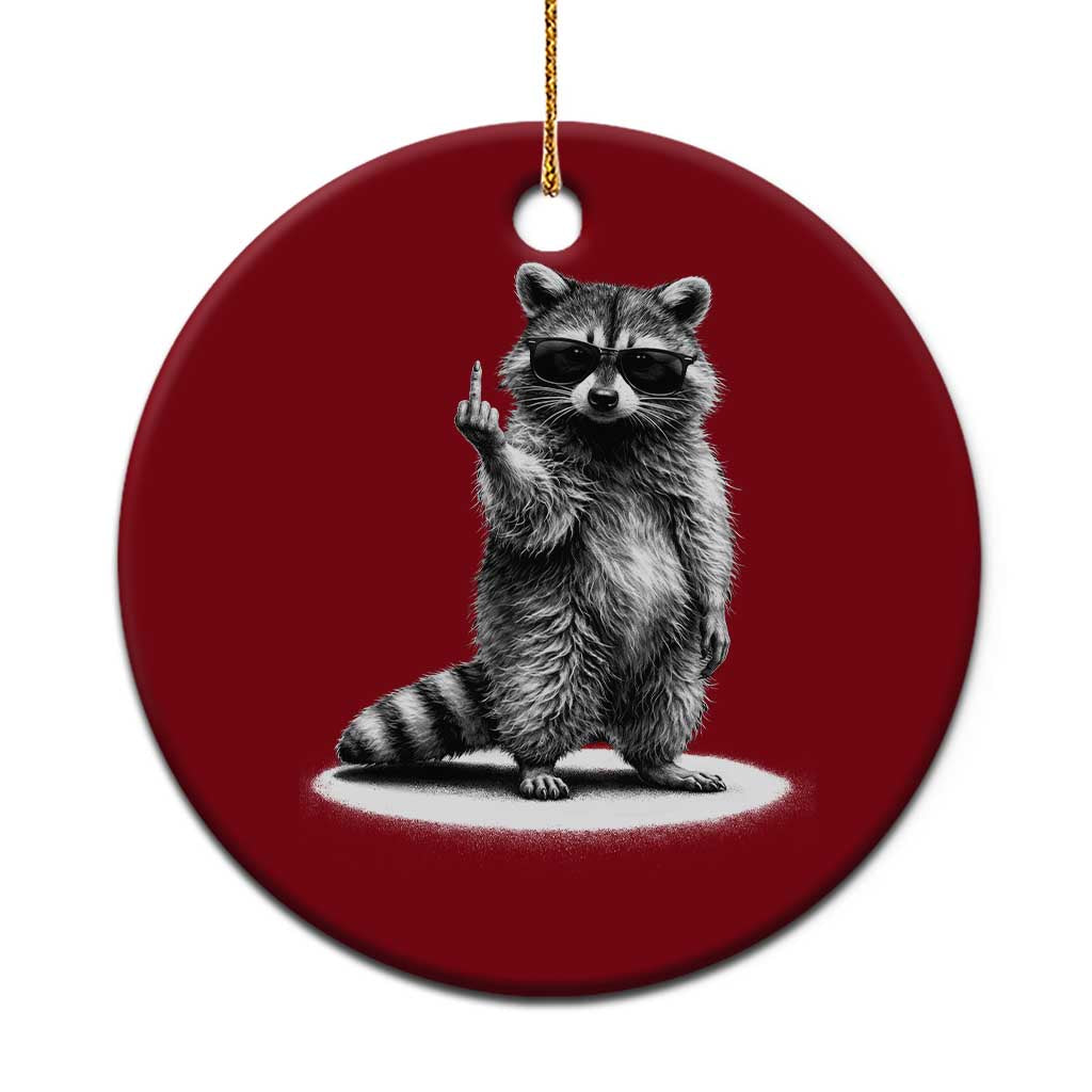 Raccoon Meme Ceramic Ornament Middle Finger Trash Panda Sarcastic Humor