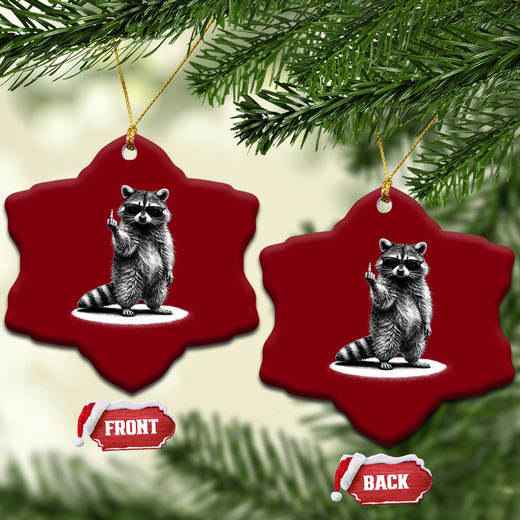 Raccoon Meme Ceramic Ornament Middle Finger Trash Panda Sarcastic Humor