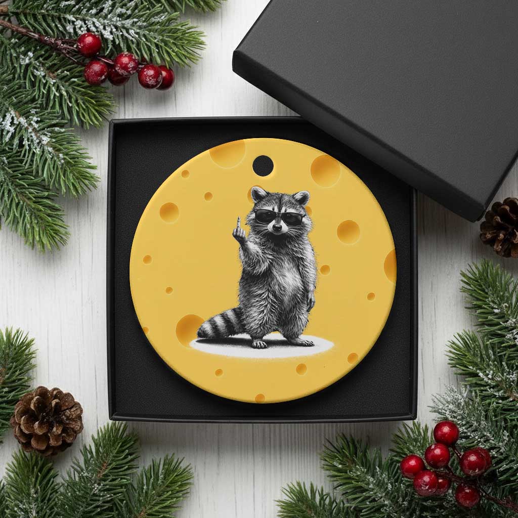 Raccoon Meme Ceramic Ornament Middle Finger Trash Panda Sarcastic Humor