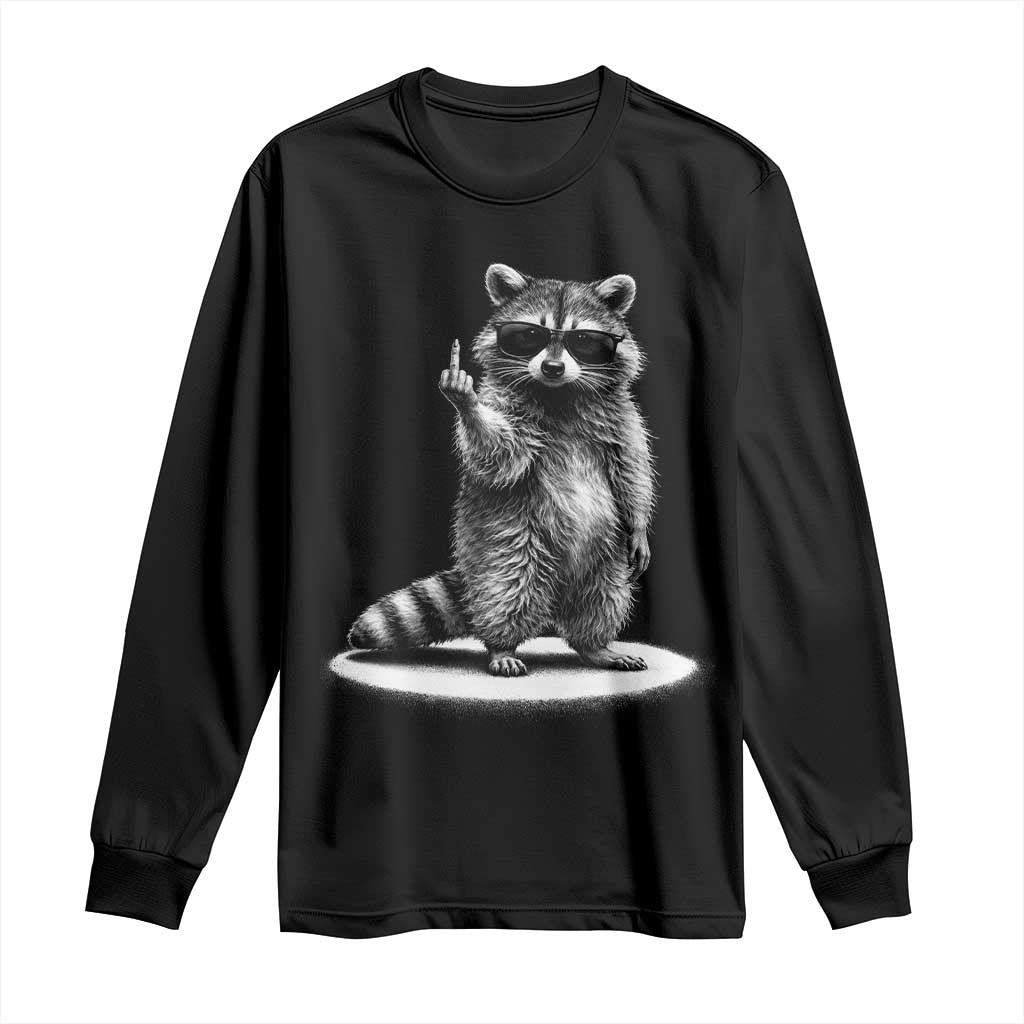 Raccoon Meme Long Sleeve Shirt Middle Finger Trash Panda Sarcastic Humor