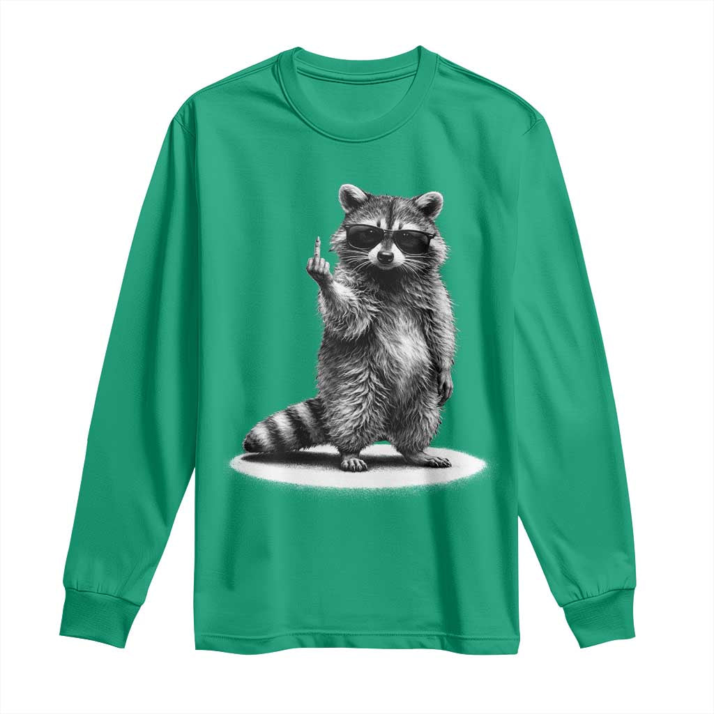 Raccoon Meme Long Sleeve Shirt Middle Finger Trash Panda Sarcastic Humor