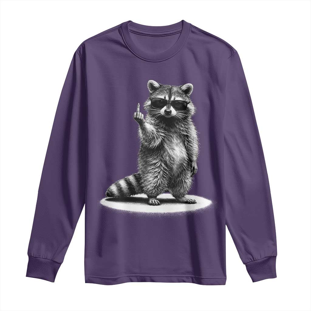 Raccoon Meme Long Sleeve Shirt Middle Finger Trash Panda Sarcastic Humor