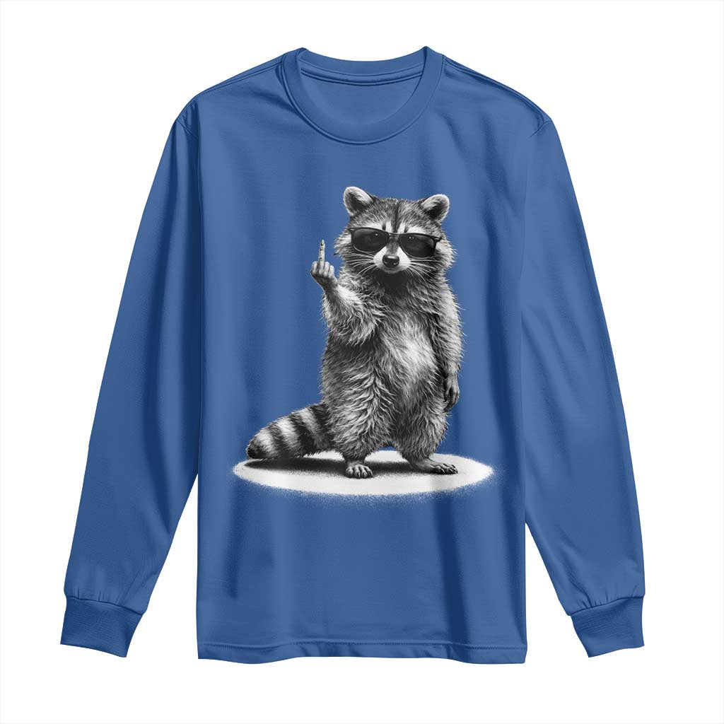 Raccoon Meme Long Sleeve Shirt Middle Finger Trash Panda Sarcastic Humor
