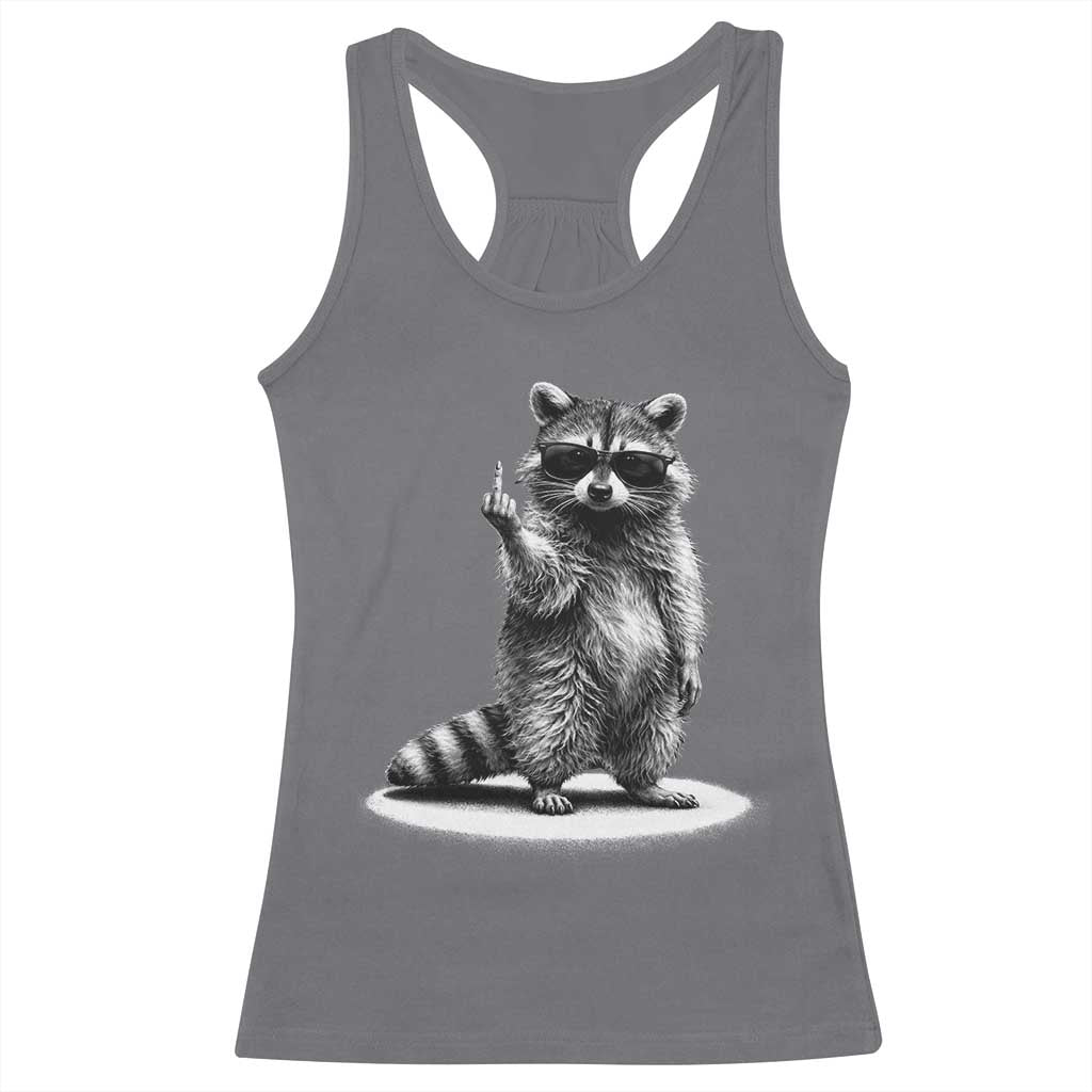 Raccoon Meme Racerback Tank Top Middle Finger Trash Panda Sarcastic Humor