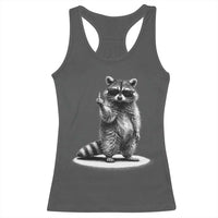 Raccoon Meme Racerback Tank Top Middle Finger Trash Panda Sarcastic Humor