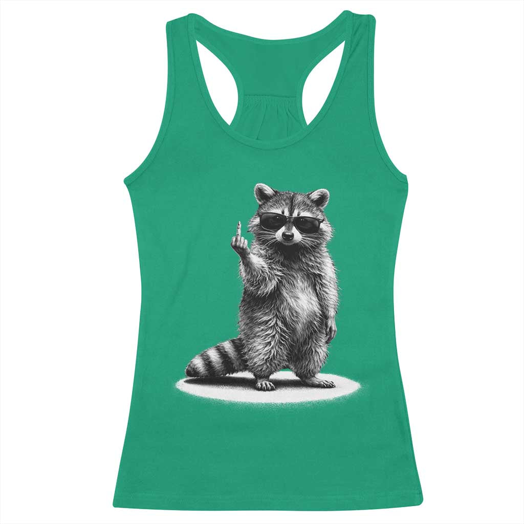 Raccoon Meme Racerback Tank Top Middle Finger Trash Panda Sarcastic Humor