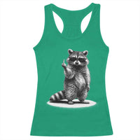 Raccoon Meme Racerback Tank Top Middle Finger Trash Panda Sarcastic Humor