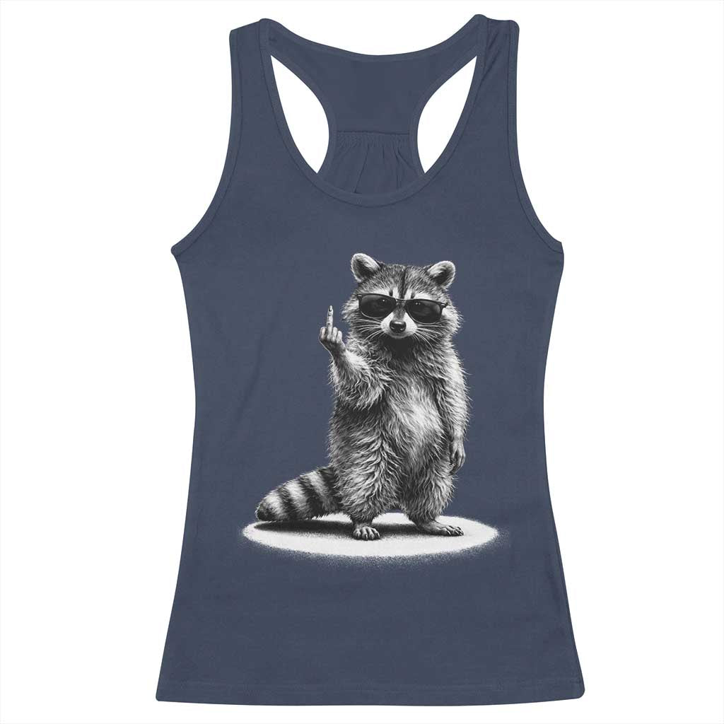 Raccoon Meme Racerback Tank Top Middle Finger Trash Panda Sarcastic Humor