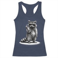 Raccoon Meme Racerback Tank Top Middle Finger Trash Panda Sarcastic Humor