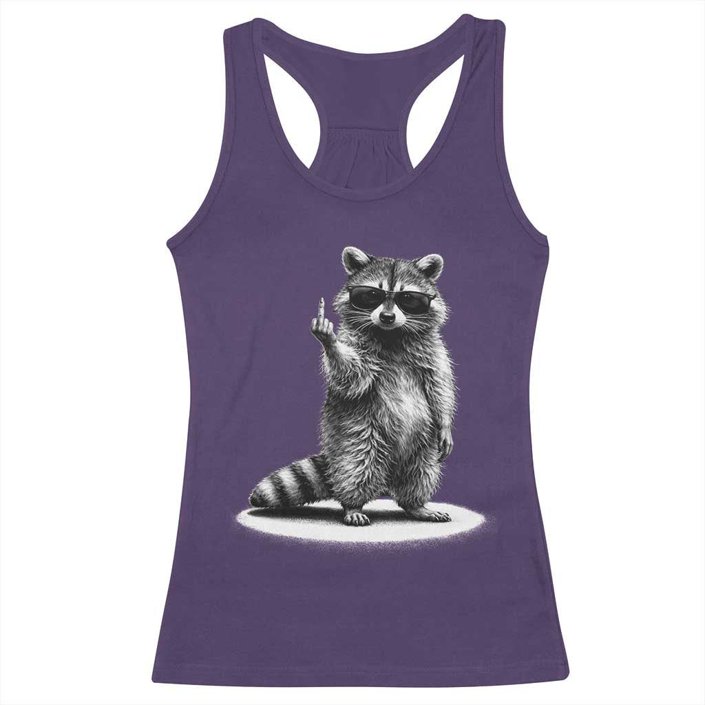 Raccoon Meme Racerback Tank Top Middle Finger Trash Panda Sarcastic Humor