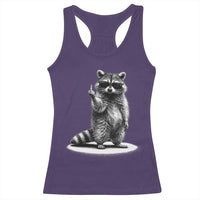 Raccoon Meme Racerback Tank Top Middle Finger Trash Panda Sarcastic Humor