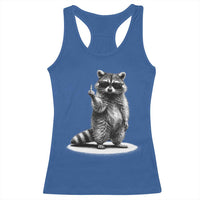Raccoon Meme Racerback Tank Top Middle Finger Trash Panda Sarcastic Humor