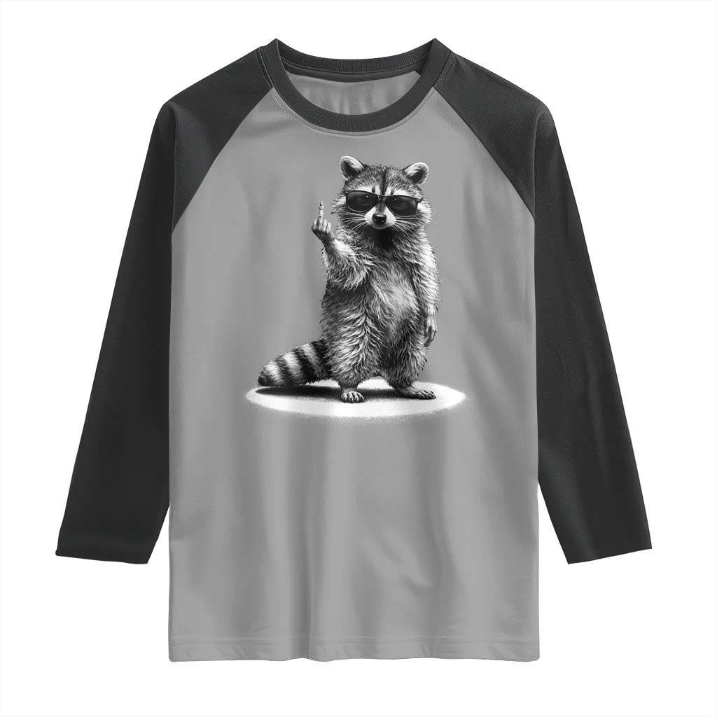 Raccoon Meme Raglan Shirt Middle Finger Trash Panda Sarcastic Humor