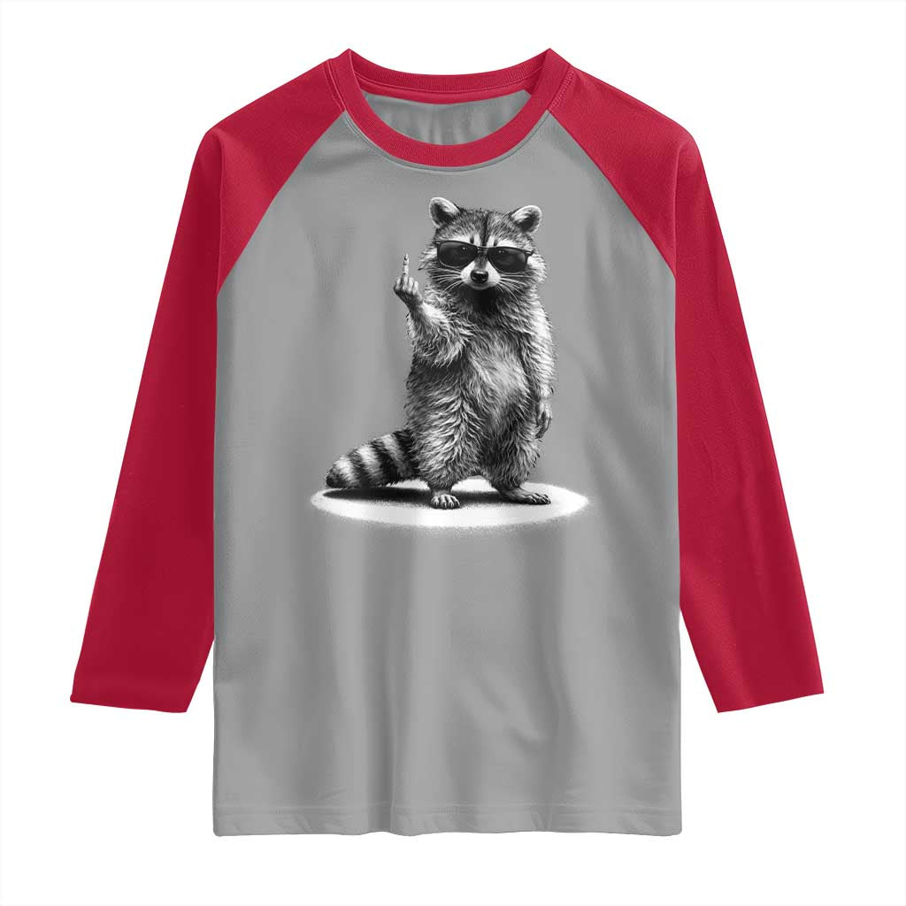 Raccoon Meme Raglan Shirt Middle Finger Trash Panda Sarcastic Humor