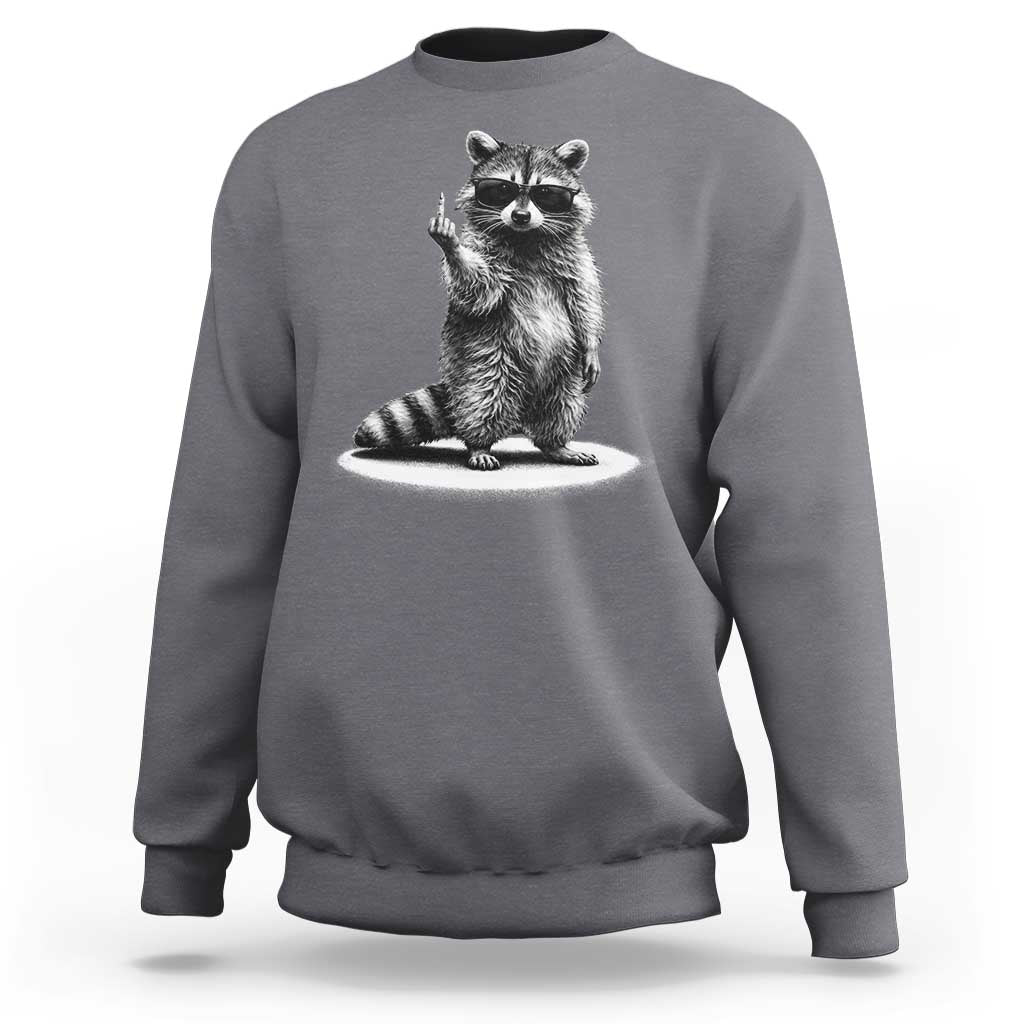 Raccoon Meme Sweatshirt Middle Finger Trash Panda Sarcastic Humor