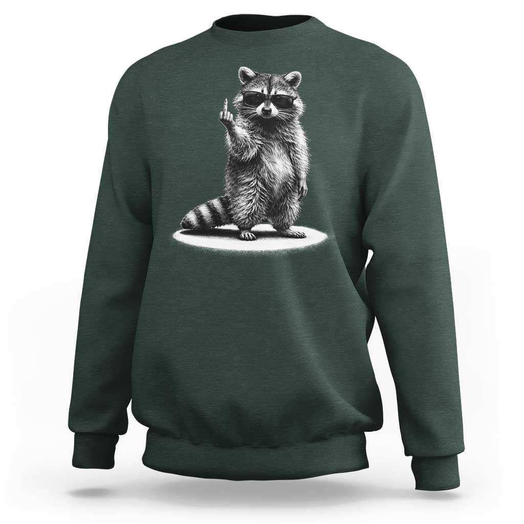 Raccoon Meme Sweatshirt Middle Finger Trash Panda Sarcastic Humor
