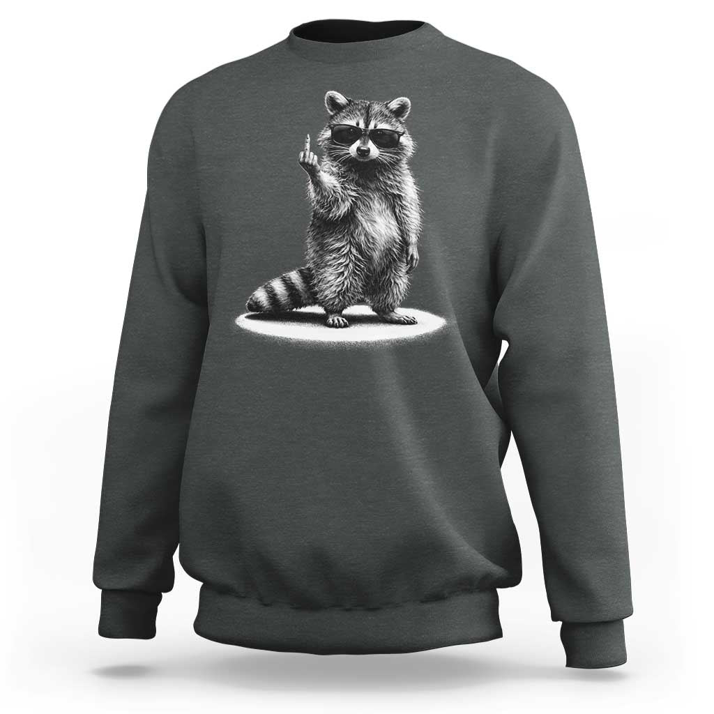 Raccoon Meme Sweatshirt Middle Finger Trash Panda Sarcastic Humor