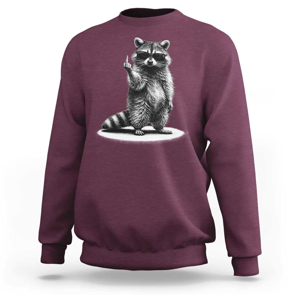 Raccoon Meme Sweatshirt Middle Finger Trash Panda Sarcastic Humor