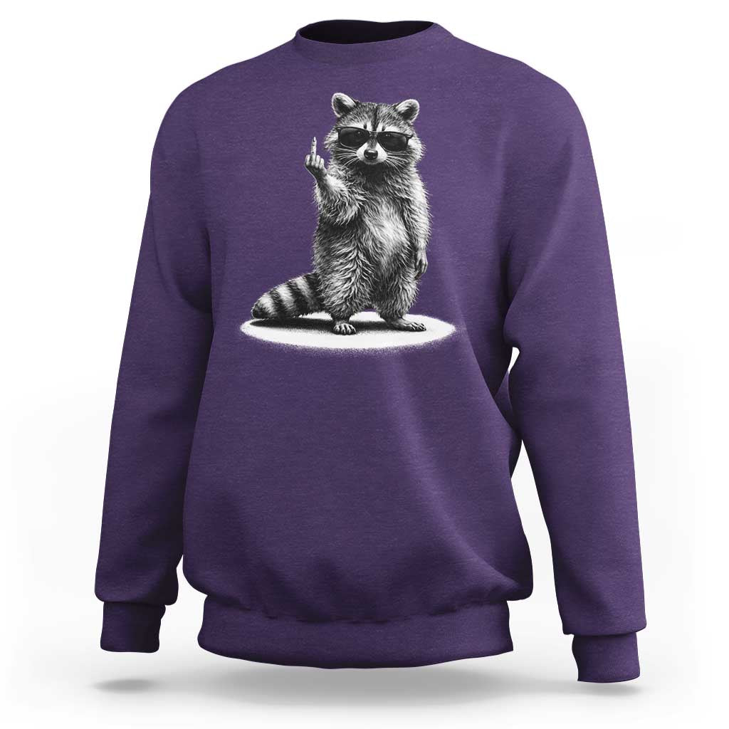 Raccoon Meme Sweatshirt Middle Finger Trash Panda Sarcastic Humor