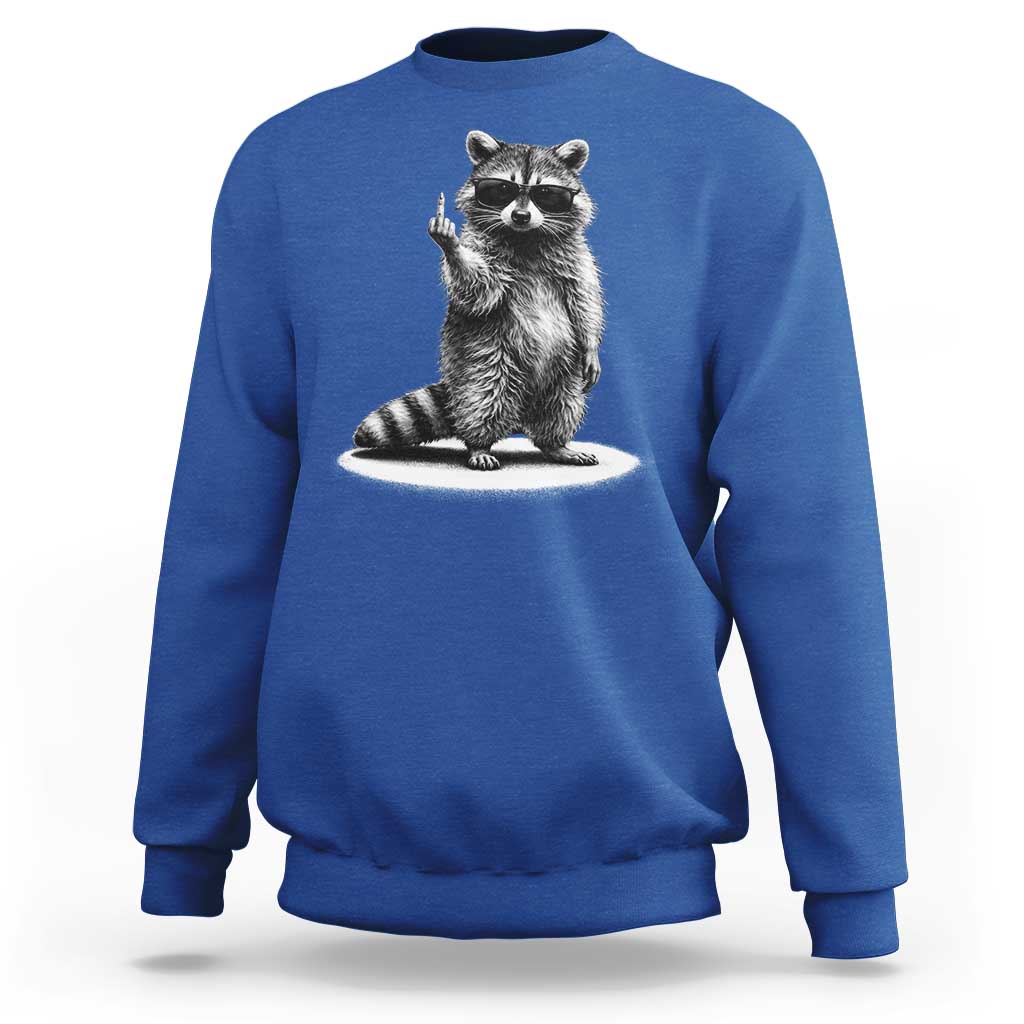 Raccoon Meme Sweatshirt Middle Finger Trash Panda Sarcastic Humor