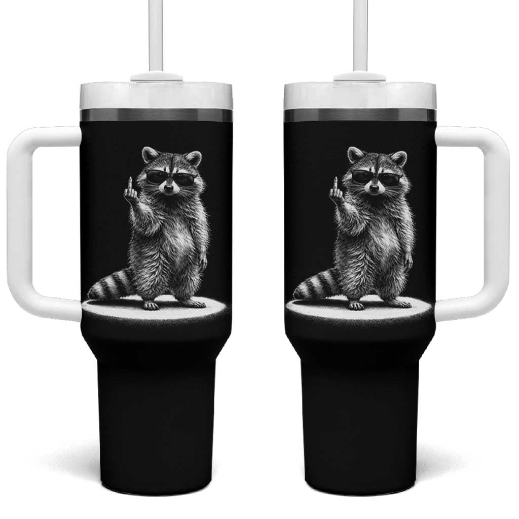 Raccoon Meme Tumbler With Handle Middle Finger Trash Panda Sarcastic Humor