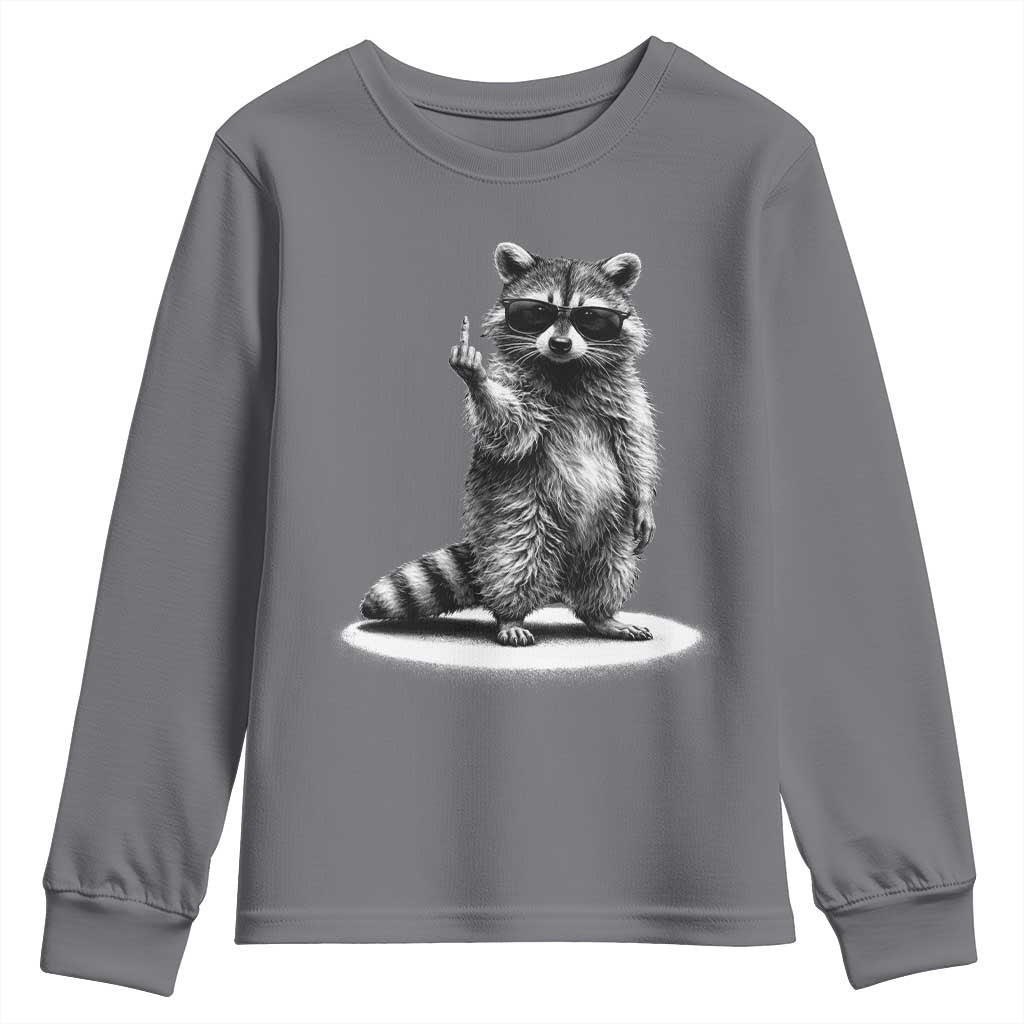 Raccoon Meme Youth Sweatshirt Middle Finger Trash Panda Sarcastic Humor