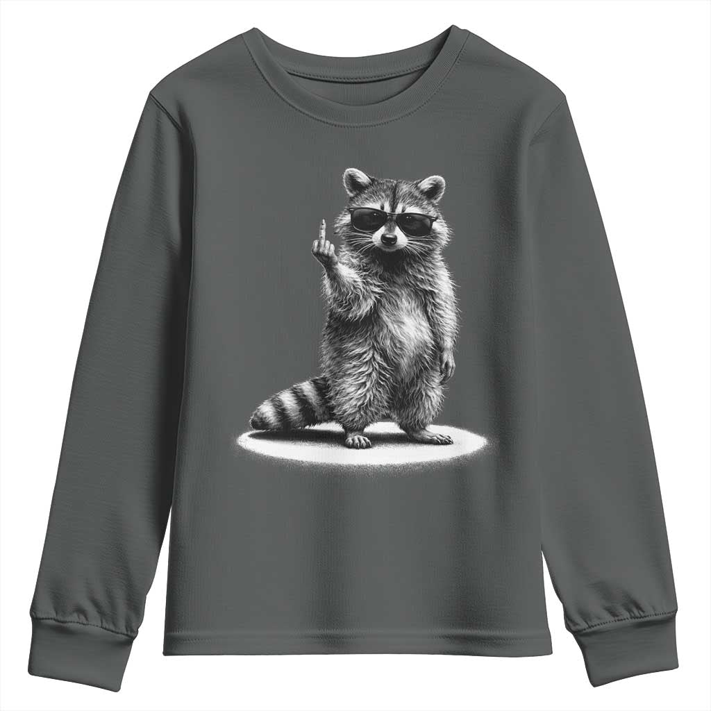 Raccoon Meme Youth Sweatshirt Middle Finger Trash Panda Sarcastic Humor