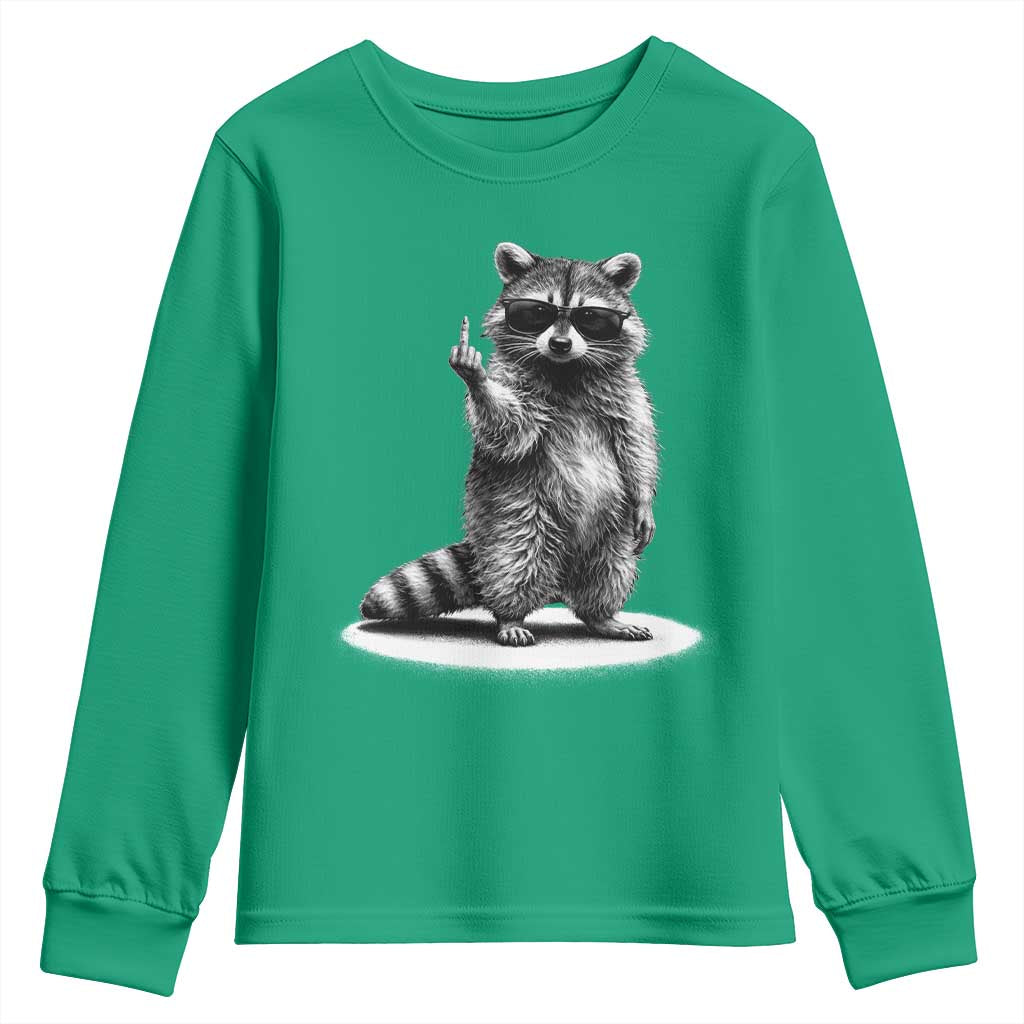 Raccoon Meme Youth Sweatshirt Middle Finger Trash Panda Sarcastic Humor