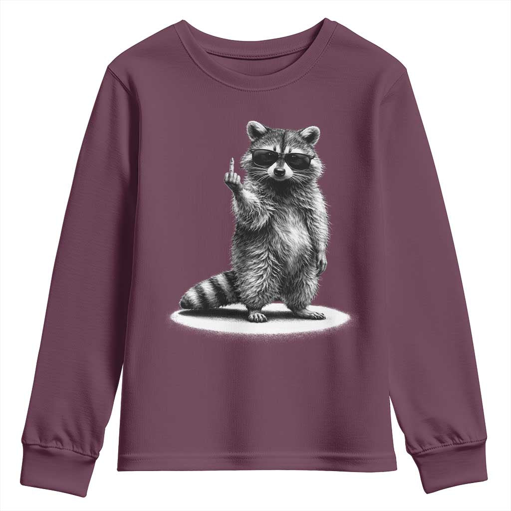 Raccoon Meme Youth Sweatshirt Middle Finger Trash Panda Sarcastic Humor