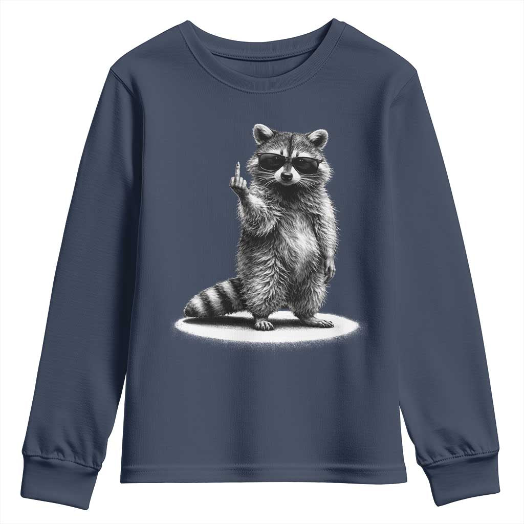 Raccoon Meme Youth Sweatshirt Middle Finger Trash Panda Sarcastic Humor