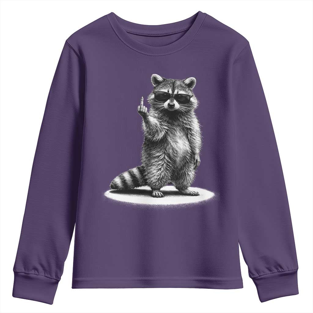 Raccoon Meme Youth Sweatshirt Middle Finger Trash Panda Sarcastic Humor