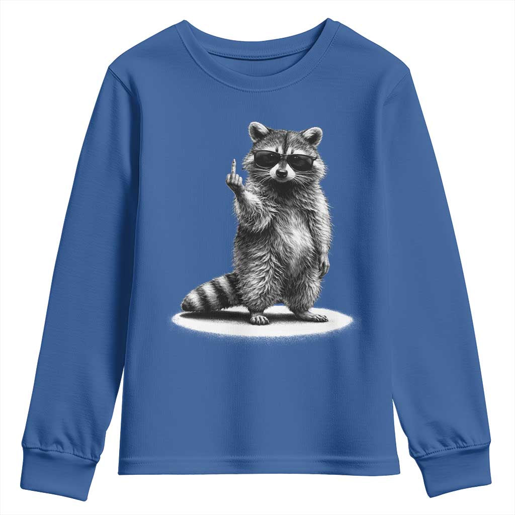 Raccoon Meme Youth Sweatshirt Middle Finger Trash Panda Sarcastic Humor