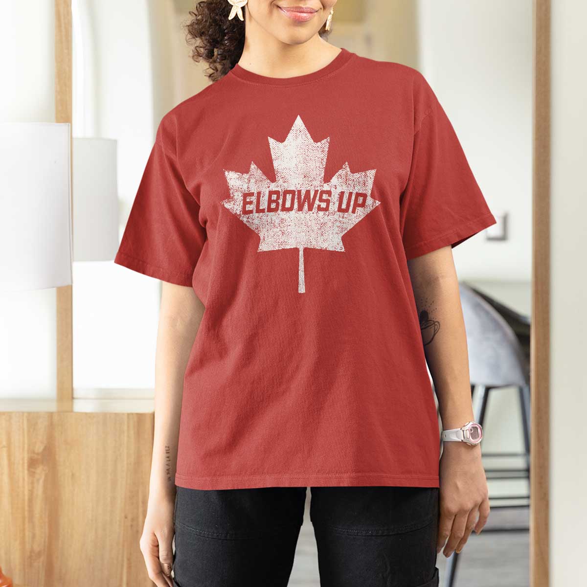 Elbows Up Canada T Shirt For Women True North Strong and Free Maple Leaf Proud Canadian
