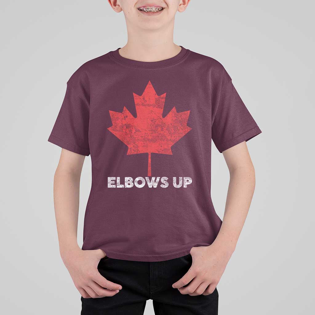 Elbows Up Canada Strong T Shirt For Kid Maple Leaf Proud Canadian