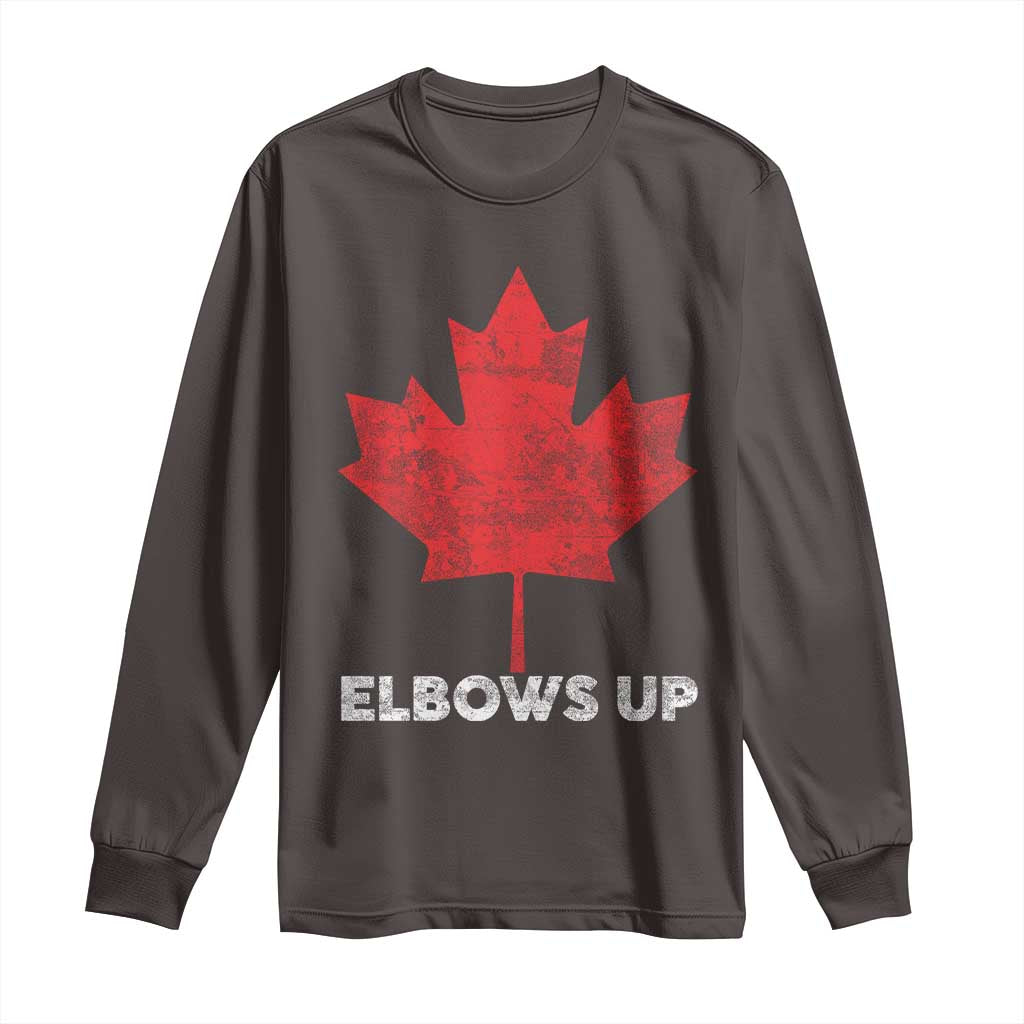 Elbows Up Canada Strong Long Sleeve Shirt Maple Leaf Proud Canadian