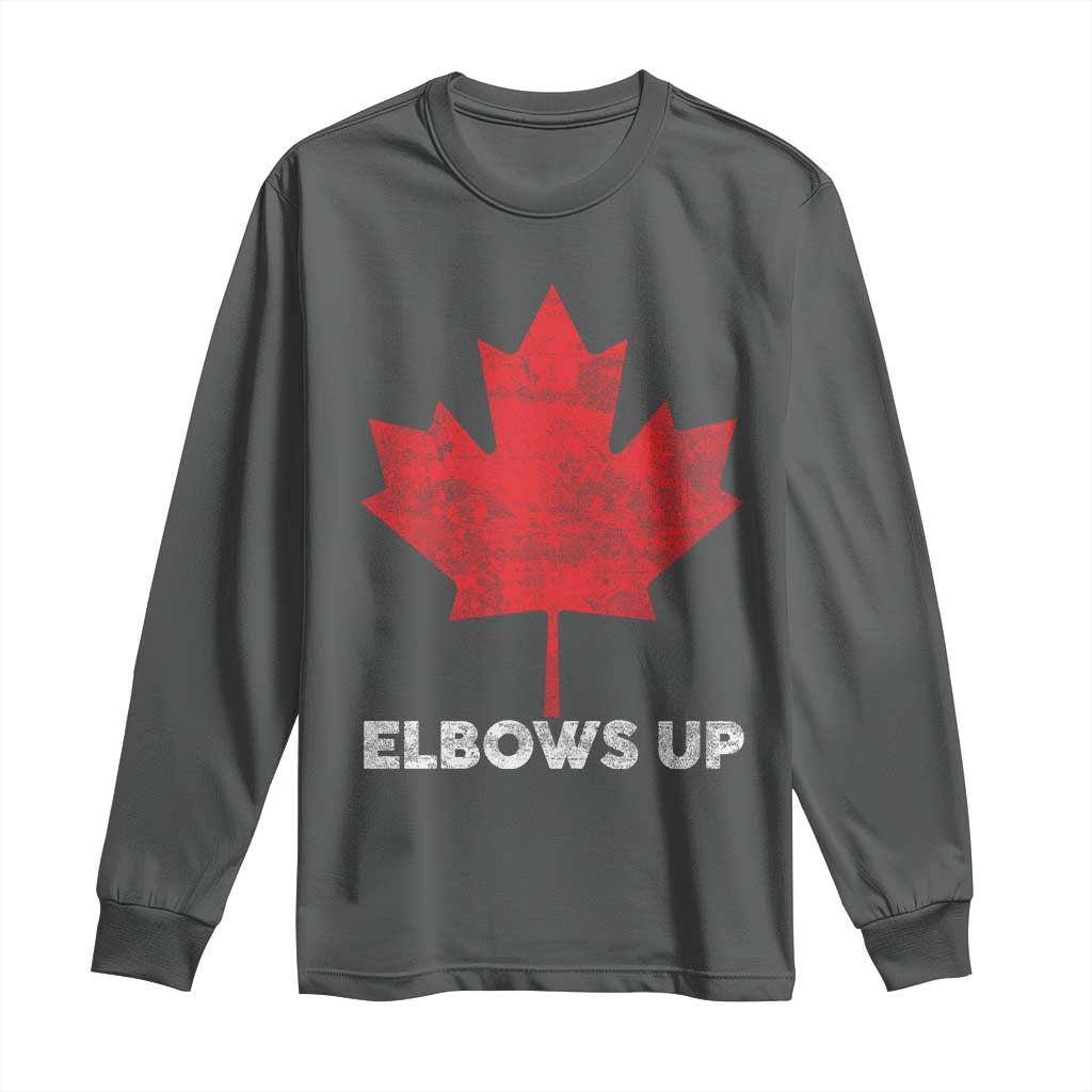 Elbows Up Canada Strong Long Sleeve Shirt Maple Leaf Proud Canadian