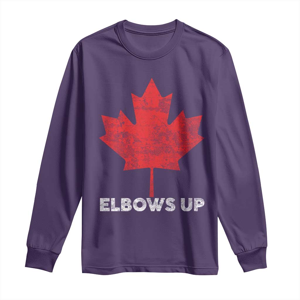 Elbows Up Canada Strong Long Sleeve Shirt Maple Leaf Proud Canadian