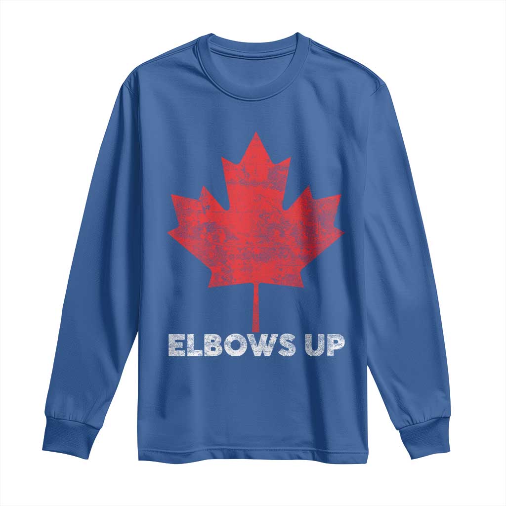 Elbows Up Canada Strong Long Sleeve Shirt Maple Leaf Proud Canadian