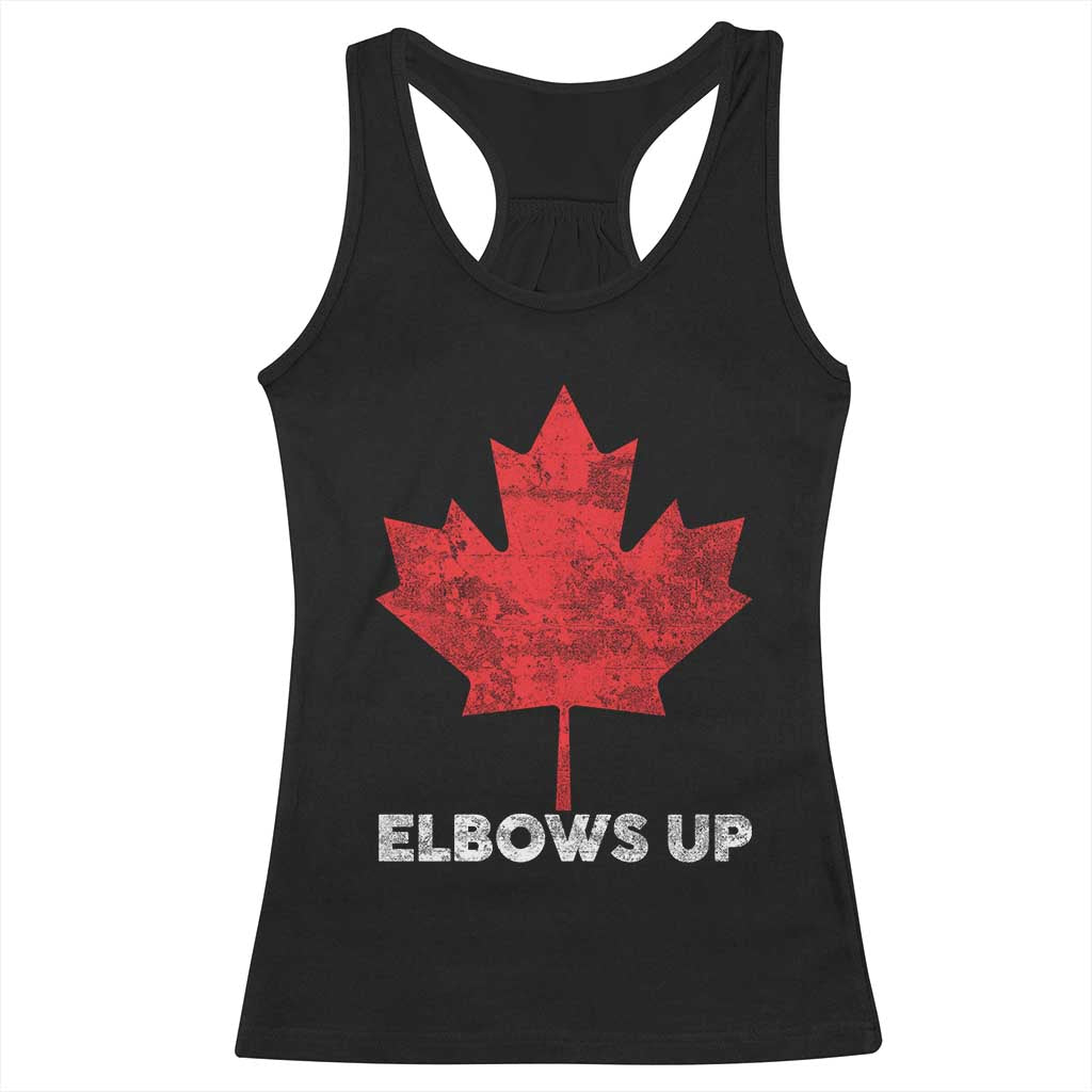 Elbows Up Canada Strong Racerback Tank Top Maple Leaf Proud Canadian