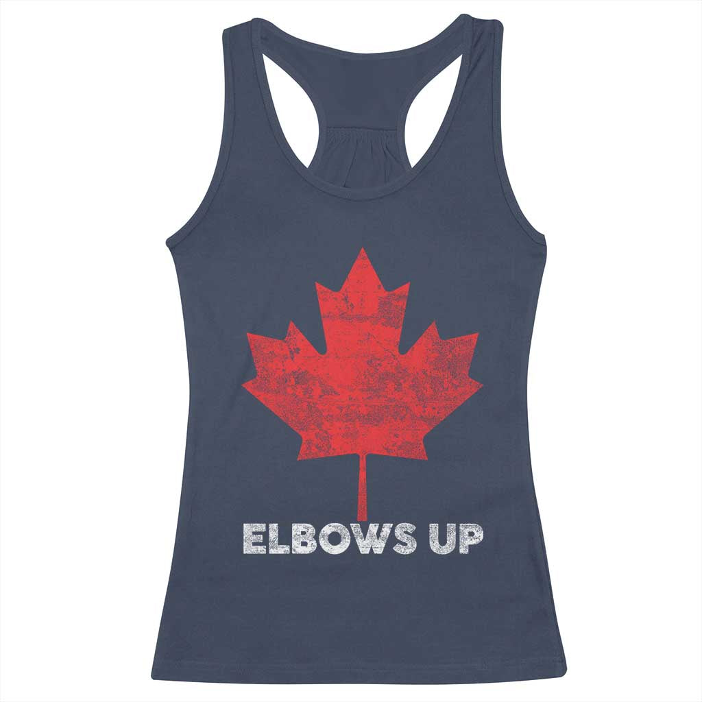 Elbows Up Canada Strong Racerback Tank Top Maple Leaf Proud Canadian