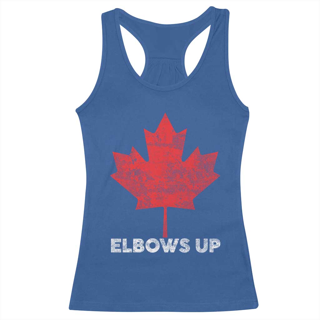Elbows Up Canada Strong Racerback Tank Top Maple Leaf Proud Canadian