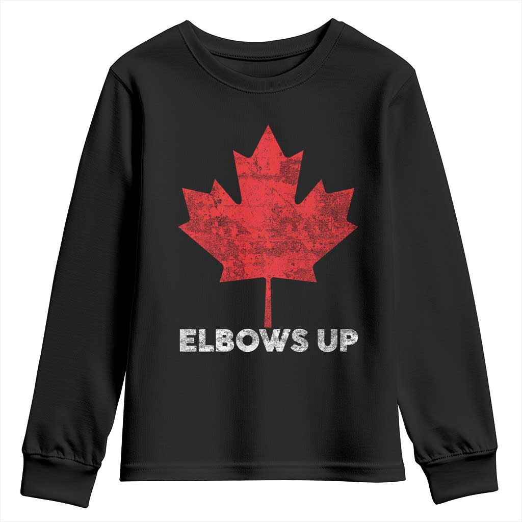 Elbows Up Canada Strong Youth Sweatshirt Maple Leaf Proud Canadian