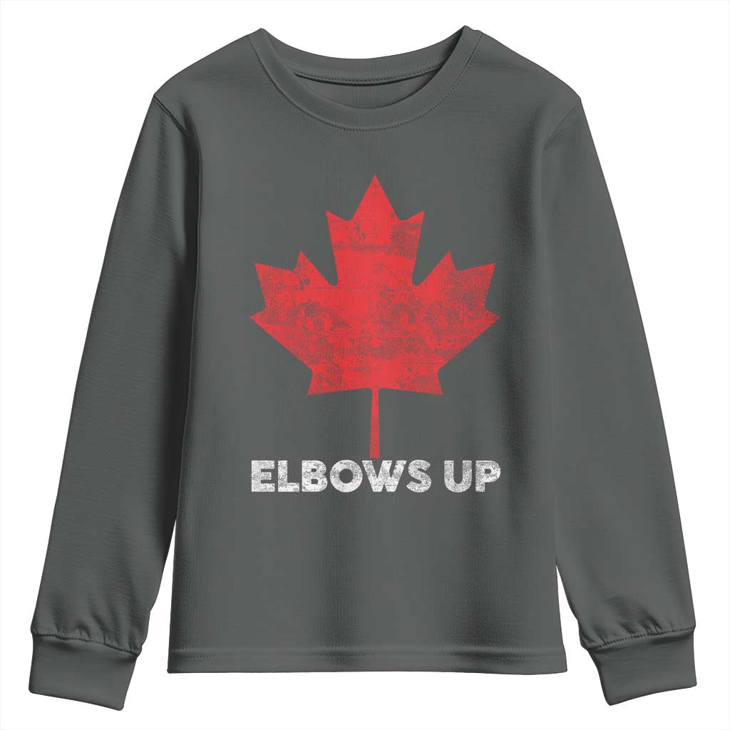 Elbows Up Canada Strong Youth Sweatshirt Maple Leaf Proud Canadian