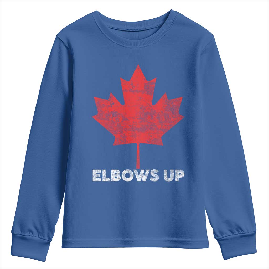Elbows Up Canada Strong Youth Sweatshirt Maple Leaf Proud Canadian