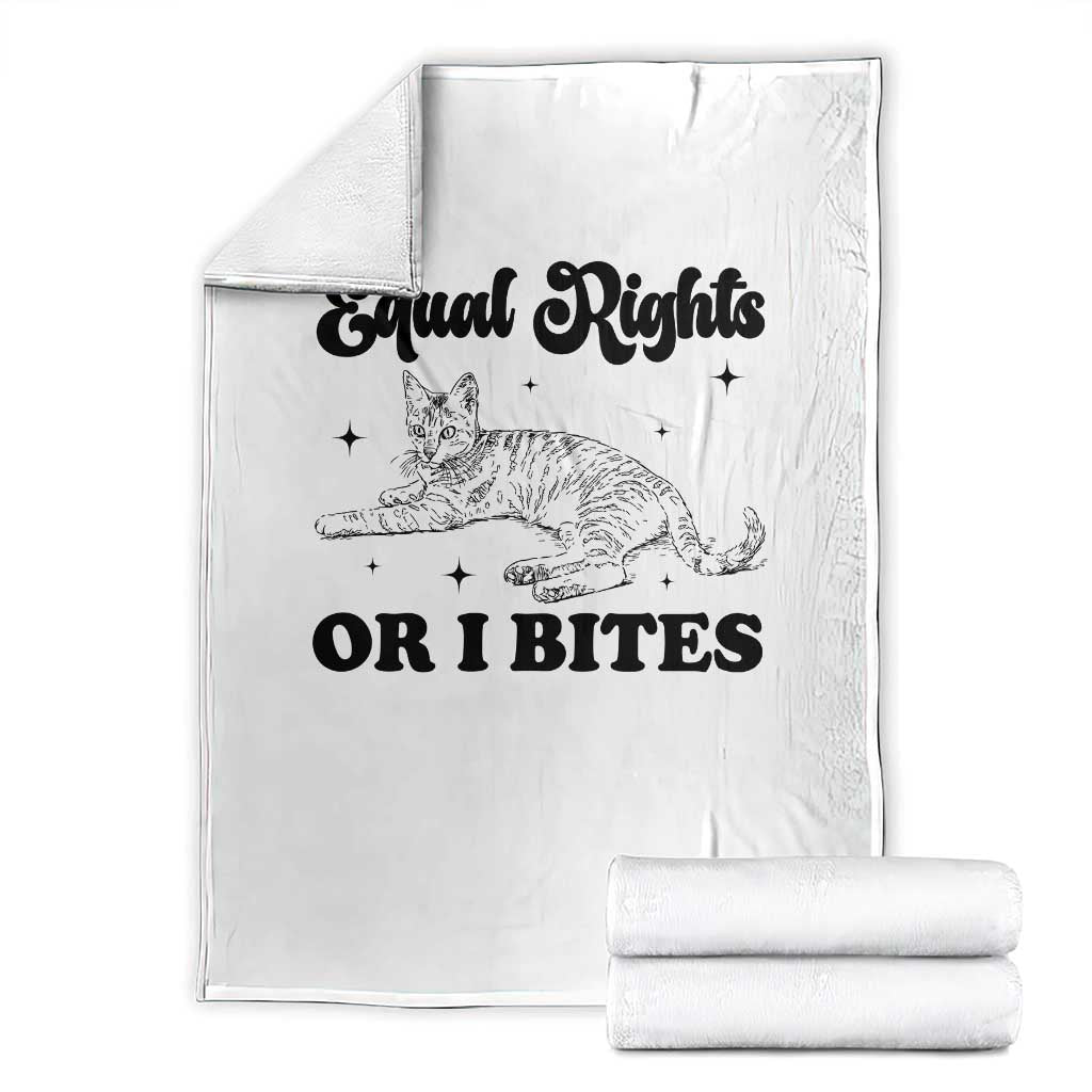 Feminist Cat Throw Blanket Equal Rights or I Bites Human Rights - Wonder Print Shop